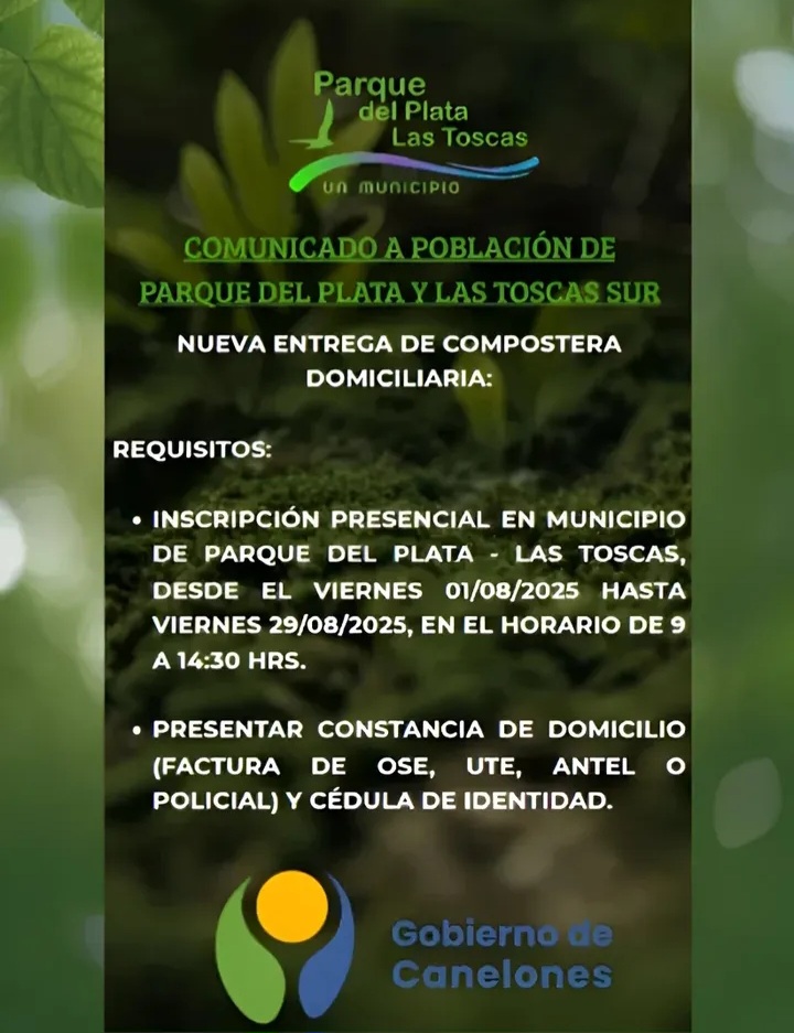 Nueva entrega de composteras en Parque del Plata Las Toscas sur